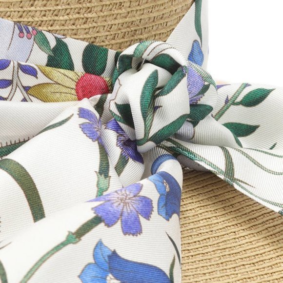 Gucci Woven Hat with Floral Alba Ribbon in Beige - Picture 4 of 12
